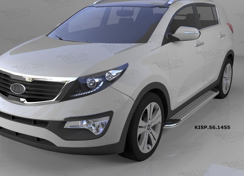 Пороги алюминиевые (Opal) Hyundai IX-35 (2009-2015)/ Kia Sportage (Киа Спортаж) III (2010-2016), KIS