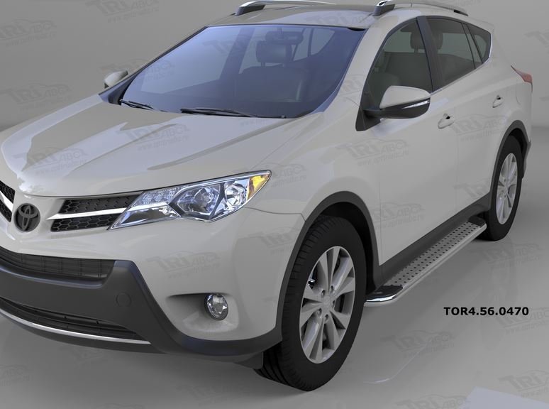 Пороги алюминиевые (Opal) Toyota RAV4 (Тойота РАВ4) (2013-/ 2015-) силовой крепеж, TOR4560470
