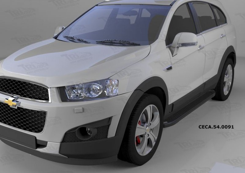 Пороги алюминиевые (Sapphire Black) Chevrolet Captiva (Шевроле Каптива) (2006-2010-)/Opel Antara (Оп