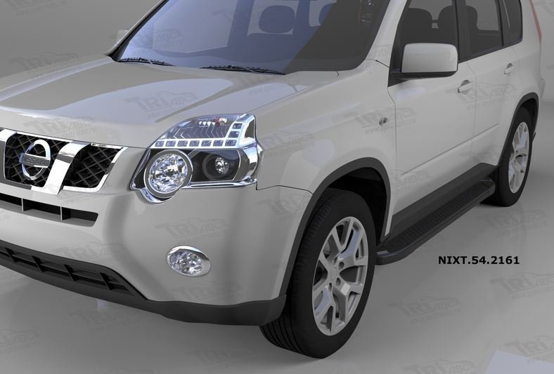 Пороги алюминиевые (Sapphire Black) Nissan X-Trail (Ниссан Икстрейл) (2007-2010-2014), NIXT542161