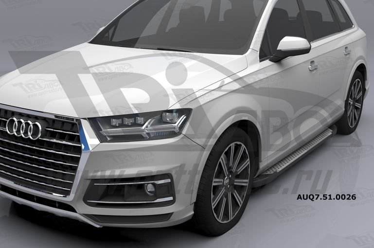Пороги алюминиевые (Sapphire Silver) Audi (Ауди) Q7 (2015-) без панорамной крыши, AUQ7510026