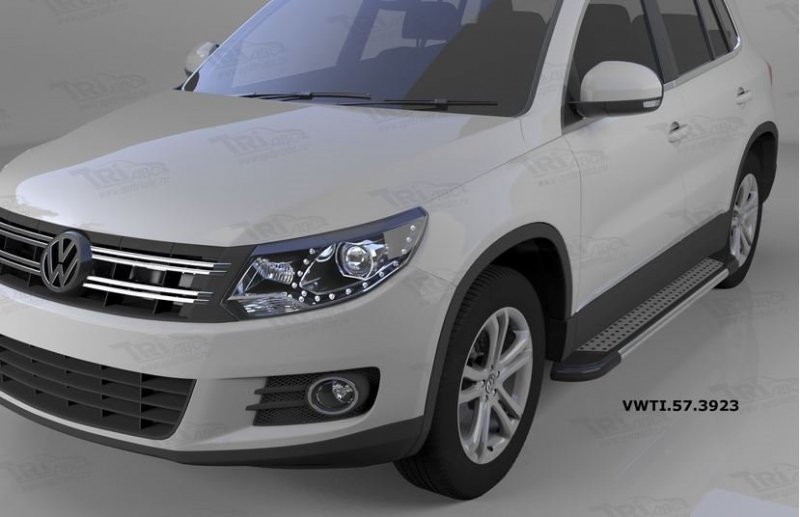Пороги алюминиевые (Topaz) Volkswagen Tiguan (Тигуан) (2008-), VWTI573923