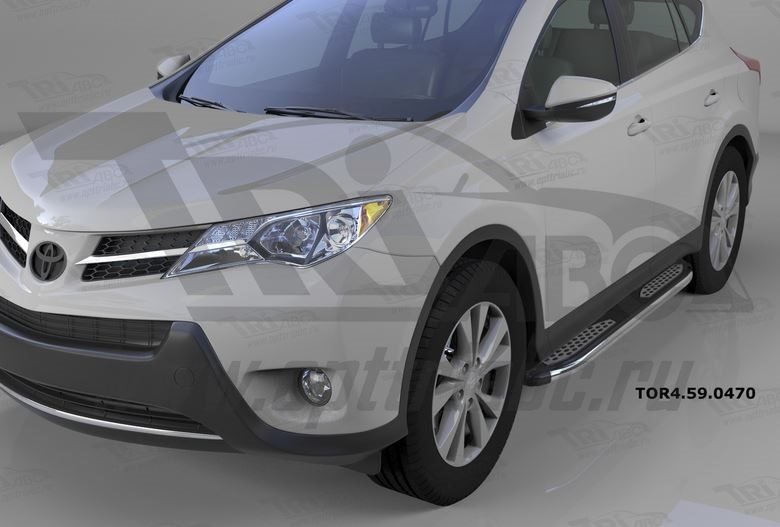 Пороги алюминиевые (Zirkon) Toyota RAV4 (Тойота РАВ4) (2013-/ 2015-) силовой крепеж, TOR4590470