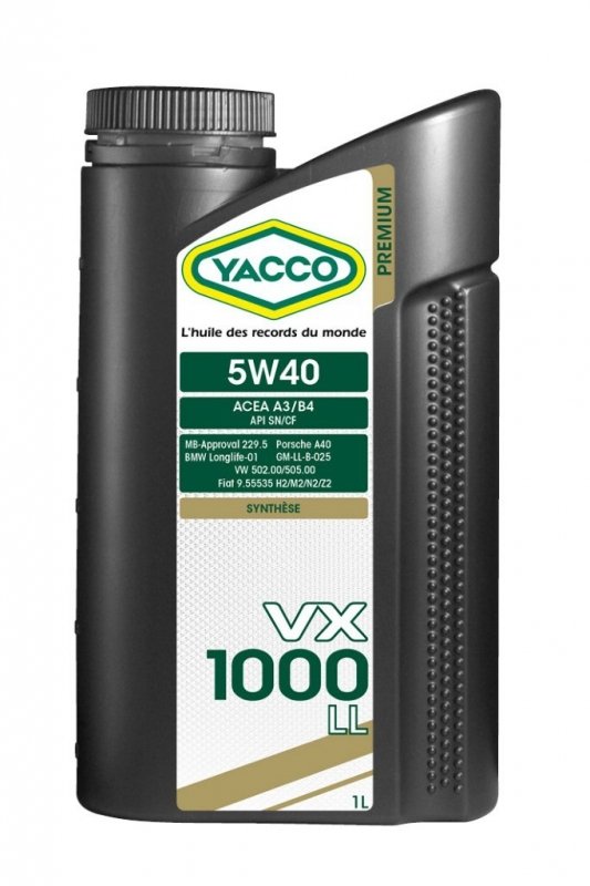 Масло моторное YACCO VX 1000 LL синт. 5W40,SL/CF (1 л)