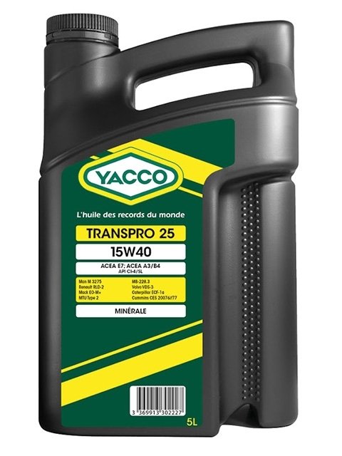 Масло грузовое YACCO TRANSPRO 25 минер. 15W40,CI-4/SL (5 л)
