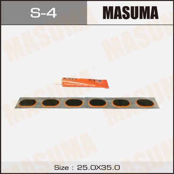 Заплатки для камер 24 х 35 мм холодная вулканизация 48 шт. + клей 22 мл MASUMA S-4