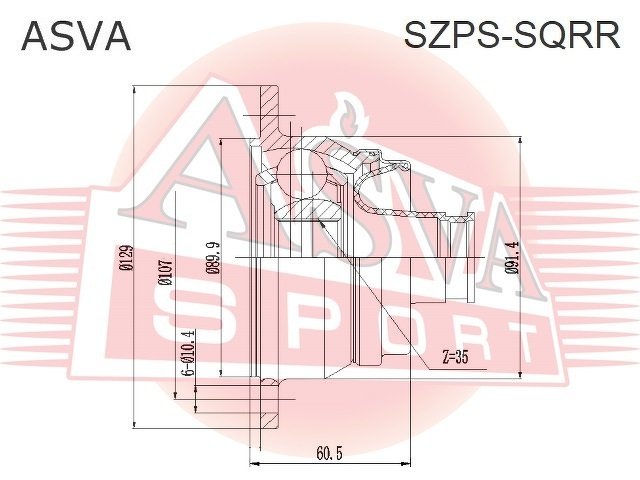 Шрус Кардана Заднего Задний 35x129, ASVA, SZPSSQRR