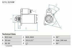 Стартер 12V 2KW