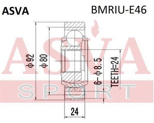 Шрус Внутренний Задний 24x92, ASVA, BMRIUE46