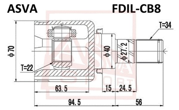 Шрус Внутренний Левый 22x40x34, ASVA, FDILCB8