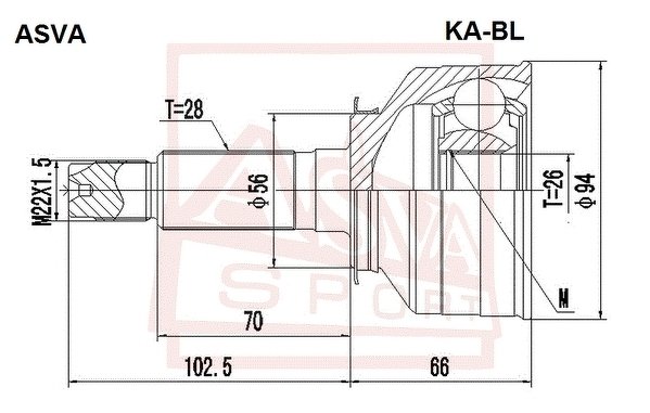 Шрус Наружный 26x56x28, ASVA, KABL