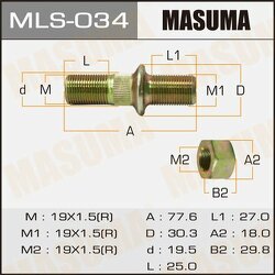 Шпилька колесная M19x1.5(R), M19x1.5(R)