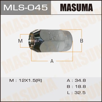 Гайка колеса M 12 x 1,5 MASUMA стандартный конус длинная под ключ 19 MLS045