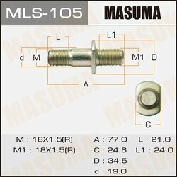 Шпилька колесная M18x1.5(R), M18x1.5(R)