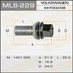 Болт колесный M14x1.5(R)