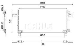 радиатор кондиционера 750x351x16 MAN TGA