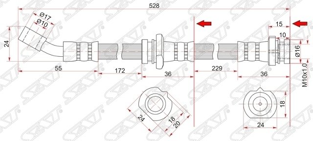 Шланг тормозной передний (Таиланд) NISSAN ALMERA/PRESEA/PULSAR/SUNNY/SENTRA 94-00 LH