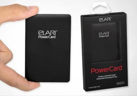 PowerCard 2500 mAh MicroUSB/Lightning-адаптер, Черный, ELARI, 187461