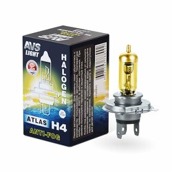 Галогенная лампа AVS/ATLAS ANTI-FOG/BOX желтый H4.12V.60/55W.коробка 1шт