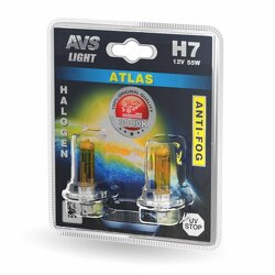 Галогенная лампа AVS /ATLAS ANTI-FOG/желтый H7,12V.55W.блистер 2шт