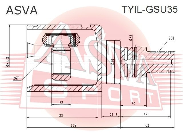 Шрус Внутренний Левый 26x50x23, ASVA, TYILGSU35