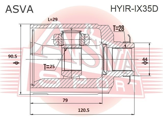 Шрус Внутренний 25x44x28, ASVA, HYIRIX35D