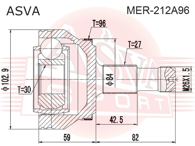 Шрус Наружный Задний 30x68x27, ASVA, MER212A96