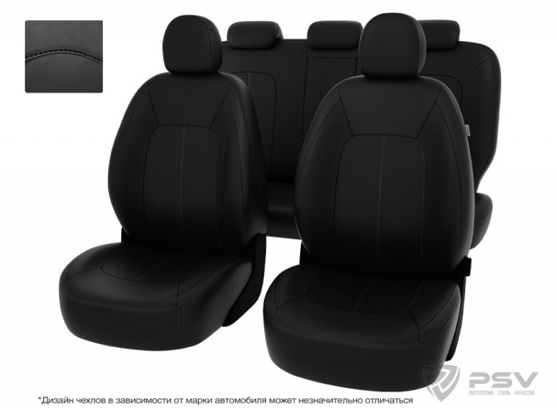 Чехлы Hyundai Santa Fe III 13-> черный/отстрочка черная, экокожа "Оригинал", 124468