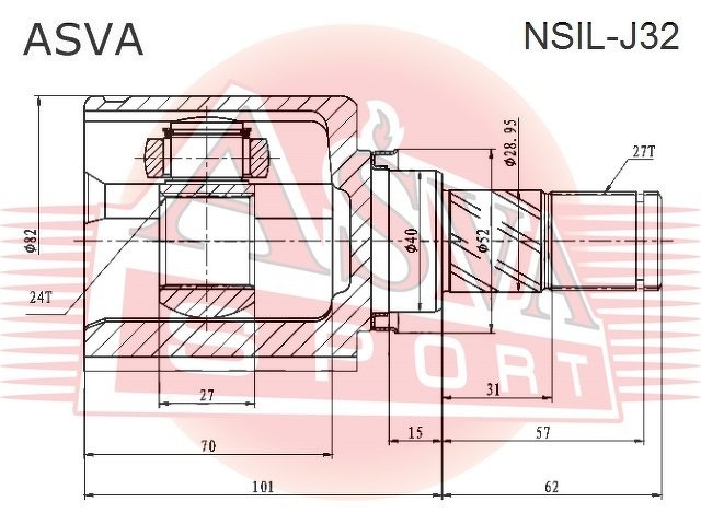 Шрус Внутренний Левый 24x40x27, ASVA, NSILJ32