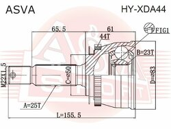 Шрус Наружный 23x50x25, ASVA, HYXDA44