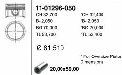 Поршень двс без колец audi. vw 1.8t 20v aeb =81 1.5x1.75x2 +0.5 95