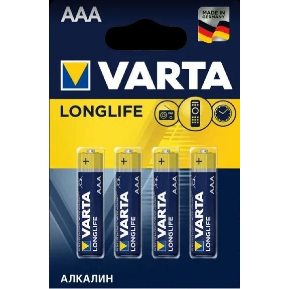 4008496847075_элемент питания AAA LR03! 1.5V щелочной VARTA Longlife (блистер 4шт) 12812