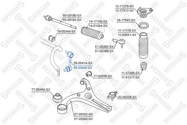 Тяга стабилизатора переднего правая Hyundai Accent/Verna all 03>