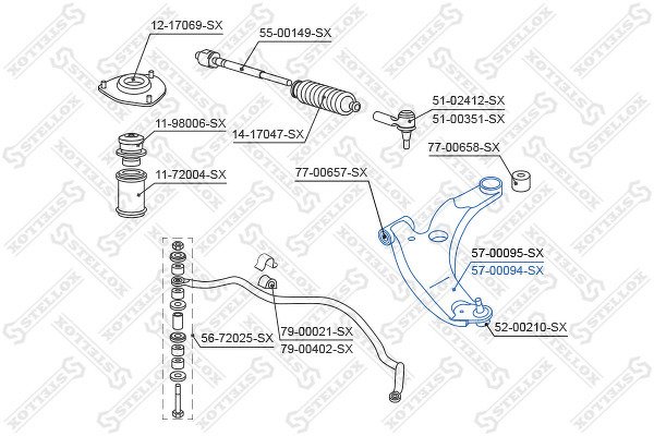 Рычаг нижний правый Mitsubishi Lancer CS5A/CS5W/CS2A 00>