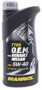 Моторное масло MANNOL 7705 O.E.M. for Renault Nissan, 5W-40, 1 л, 4036021101514