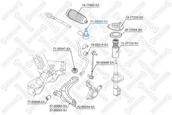 Наконечник рулевой Citroen C-Crosser, Peugeot 4007 2.4 16V/2.2HDi 07>