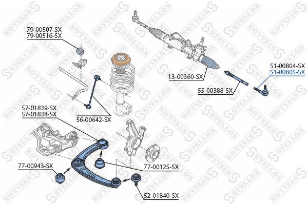 Наконечник рулевой правый Peugeot 308/3008/5008 all 07>/Citroen Berlingo all 08>