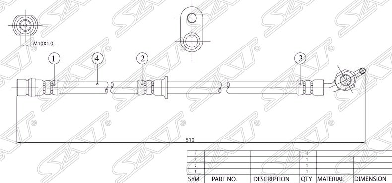 Шланг тормозной передний (Таиланд) TOYOTA AVALON/CAMRY/SCEPTER/WINDOM/LEXUS ES300 91-98 LH