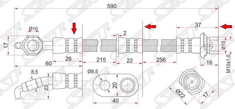 Шланг тормозной перед (Таиланд) TOYOTA CAMRY/VISTA 94-98 LH