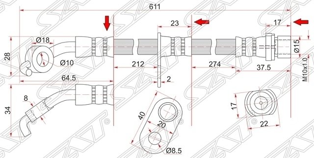 Шланг тормозной передний (Таиланд) TOYOTA RAV4 00-05 LH