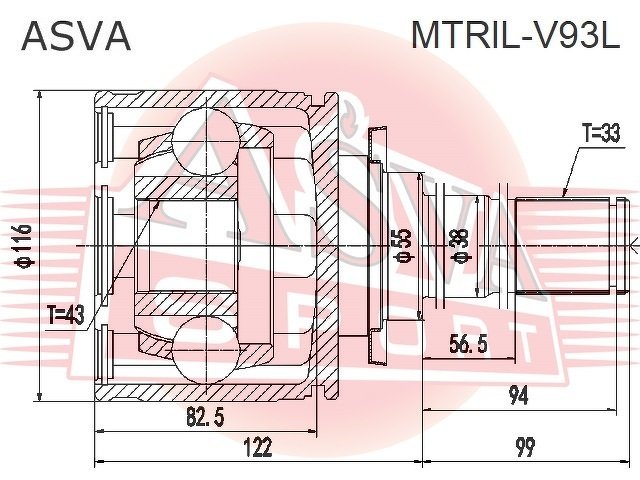 Шрус Внутренний Правый 43x55x33, ASVA, MTRILV93L