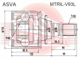 Шрус Внутренний Правый 43x55x33, ASVA, MTRILV93L