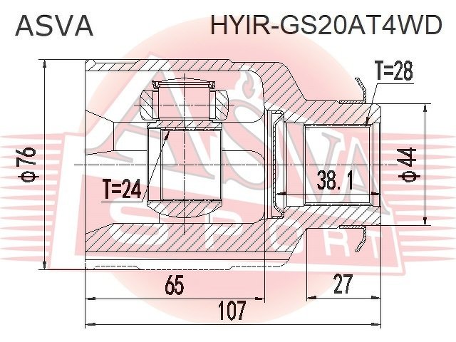 Шрус Внутренний Правый 28x44x24, ASVA, HYIRGS20AT4WD