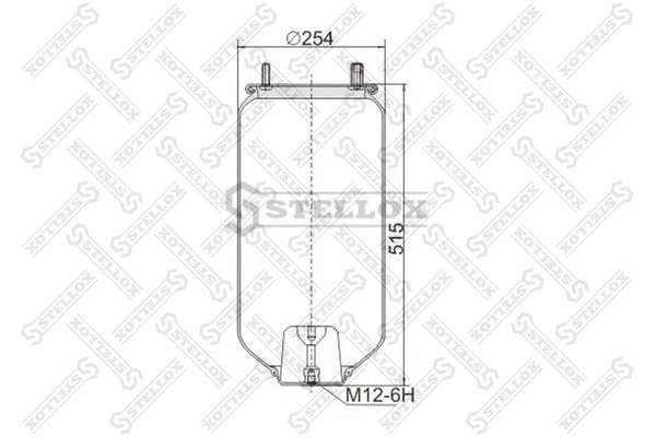 Пневмоподушка без стакана 1шп. M12. 1шп-штуц. M12x20. H: 1отв.M12. d116Fruehauf,SMB