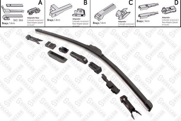 Щетка б/каркас, 8 перех. 525/21' Audi A6 95-01, Renault Clio 98>, Toyota Avensis 98-03