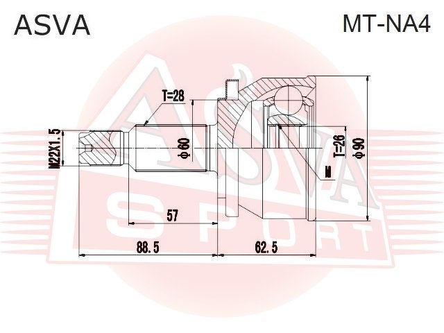 Шрус Наружный 26x60x28, ASVA, MTNA4