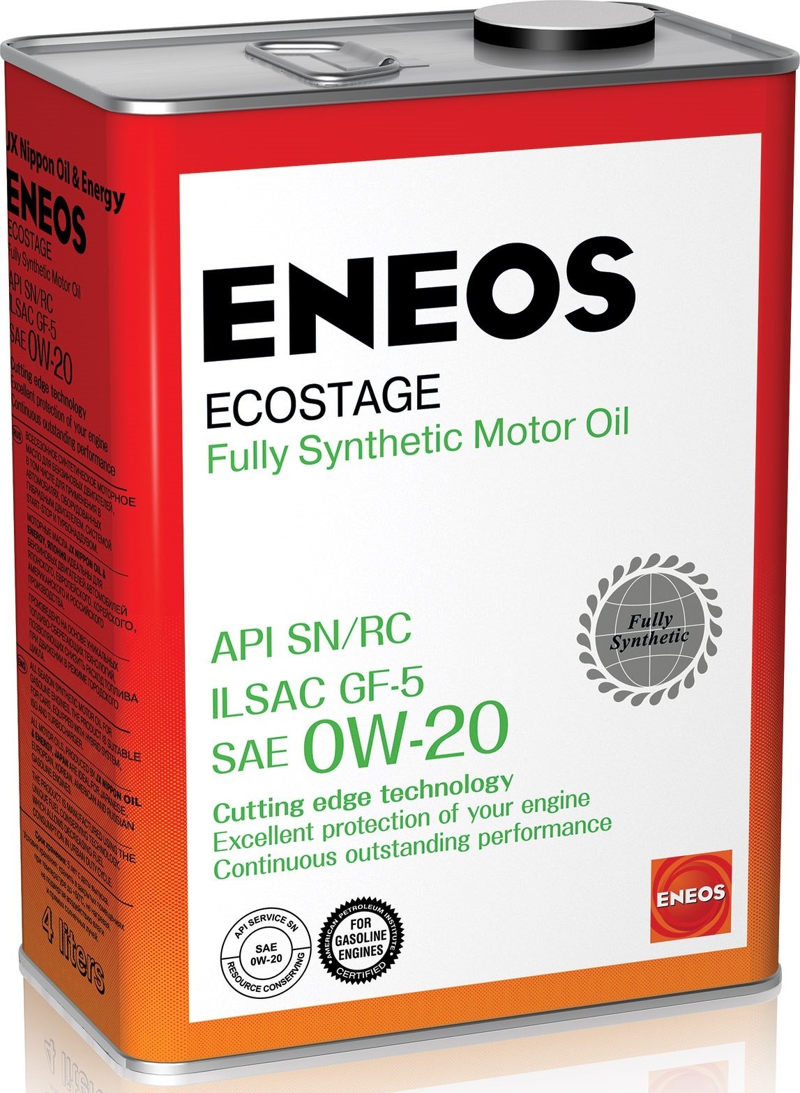 Моторное масло eneos ecostage sn, 0w-20, 4л, 8801252022022