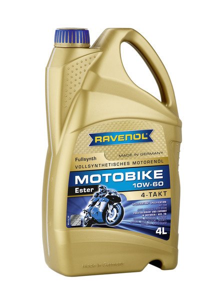 Моторное масло RAVENOL Motobike 4-T Ester, 10W-60, 4л, 4014835730991