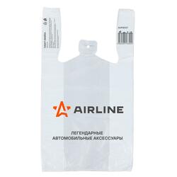 Пакет-майка фирменный AIRLINE, ПНД 20 мкм (40*60+20 см), белый (ADPB007)