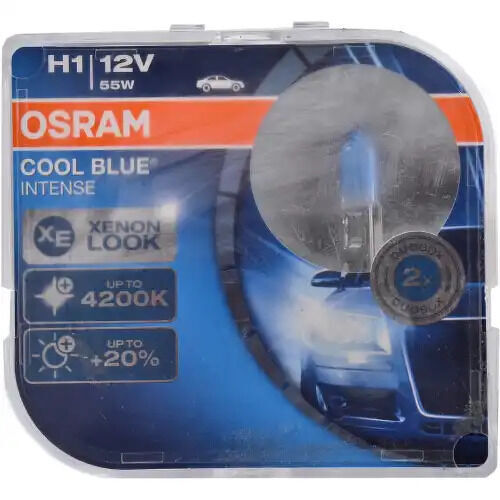 64150CBI-HCB_к-кт ламп COOL BLUE INTENSE! 2шт. (H1) 12V 55W P14.5s цвет. темп. 4200К